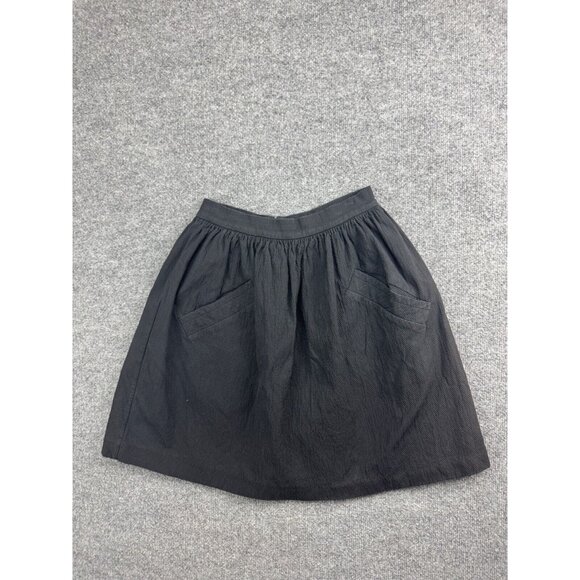 Carven Skirt Women's 36 Black Flared Cotton Blend Zip Back Pockets